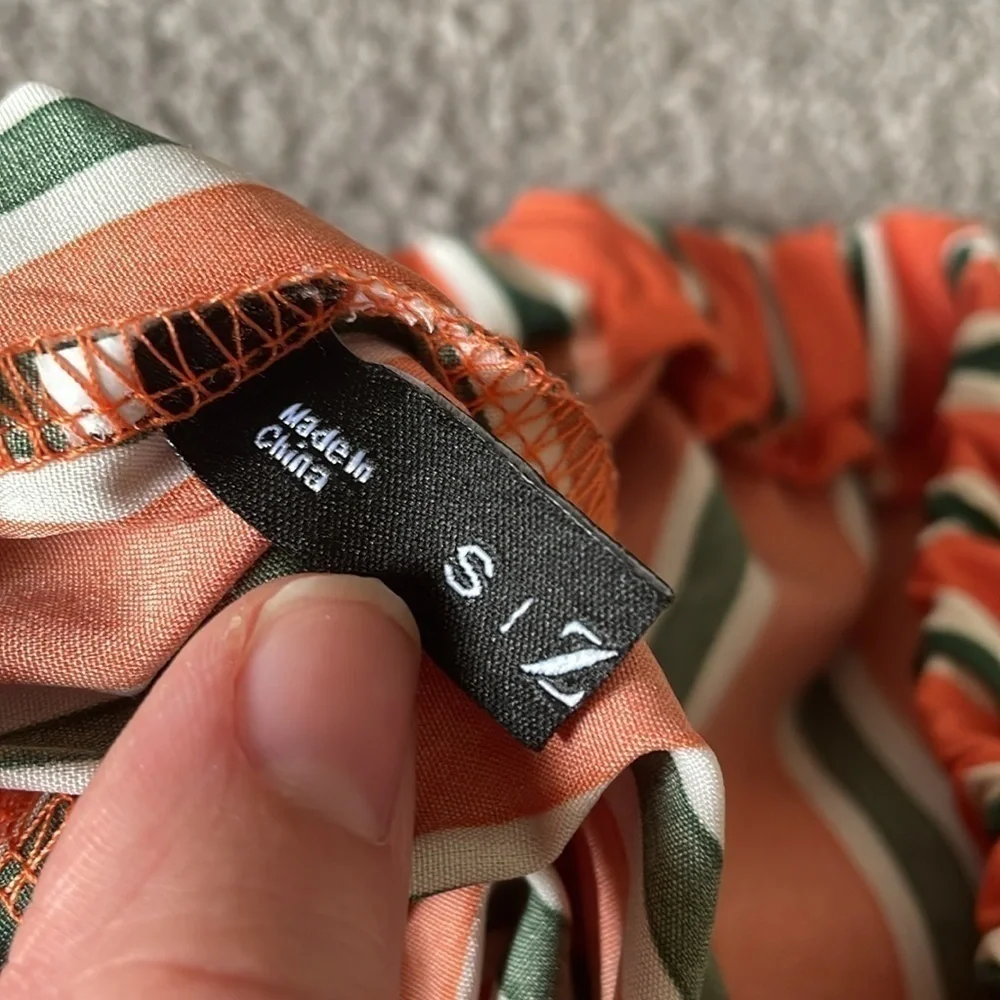 ZAFUL Orange & Green Vertical Stripped Lightweight Shorts | Size Small